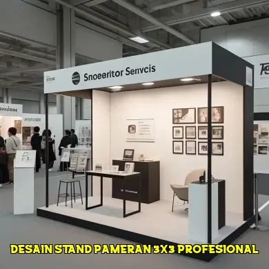 desain stand pameran 3x3 profesional